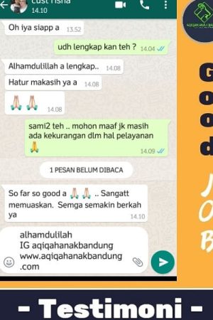 Testimoni pelanggan melaui pesan WhatsApp